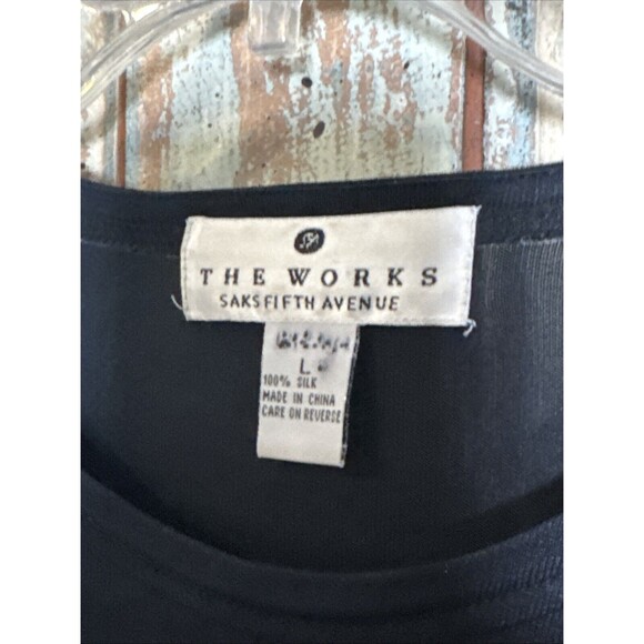 The Works Saks 5th Avenue Black Silk Women’s Shirt L - Picture 2 of 7